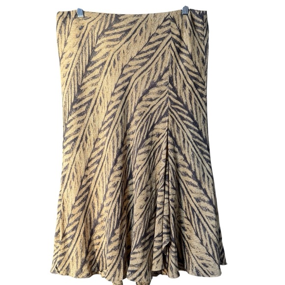 Lauren Ralph Lauren Women’s M Leaf Botanical Print Silk Linen Blend Midi Skirt - Picture 1 of 6